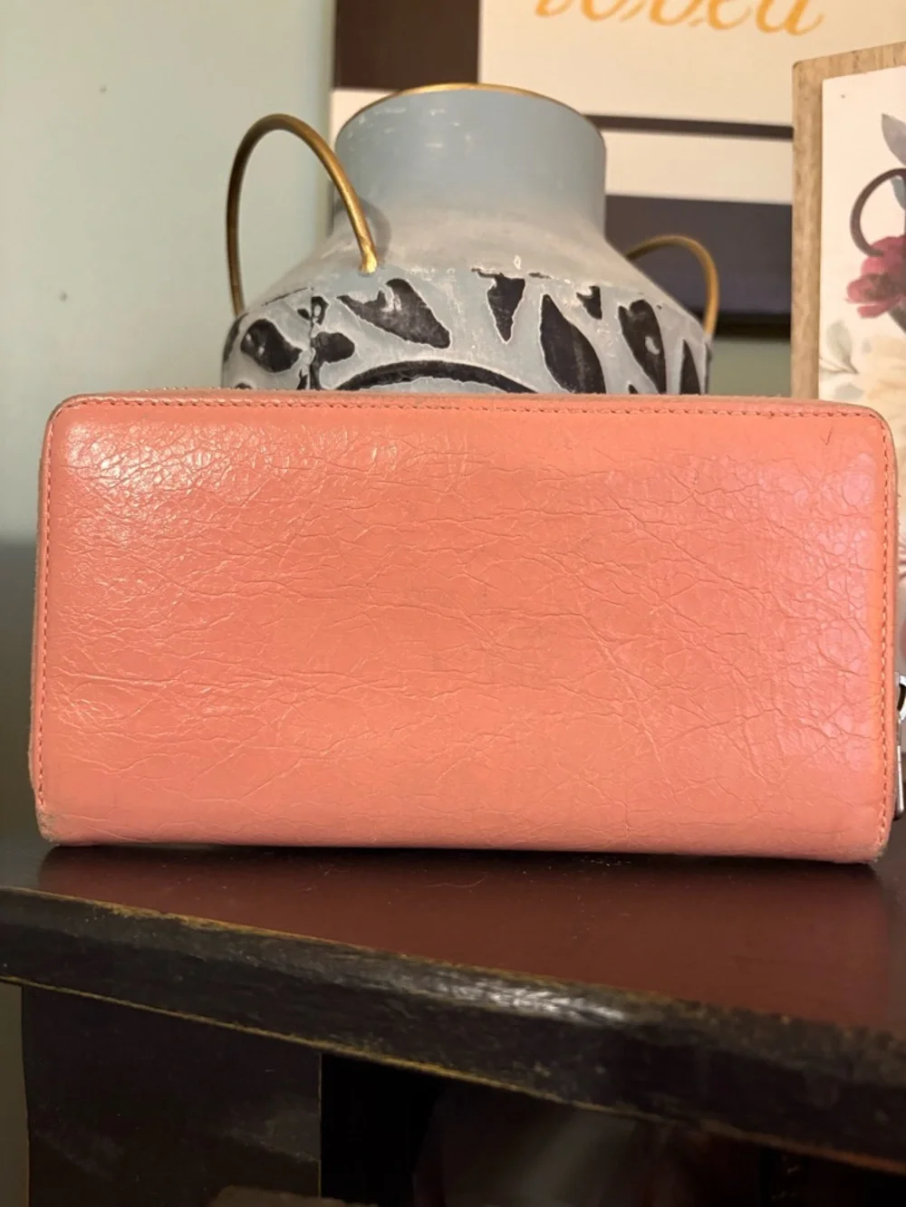 🩷 Balenciaga Coral Pink Leather Zip-Around Wallet